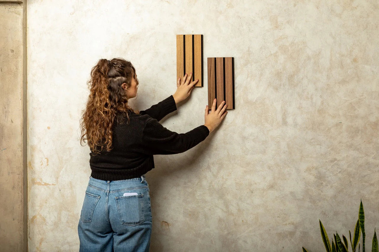 Acoustic Slat Colour Wall Panels Sample Box - Snow White and Black.