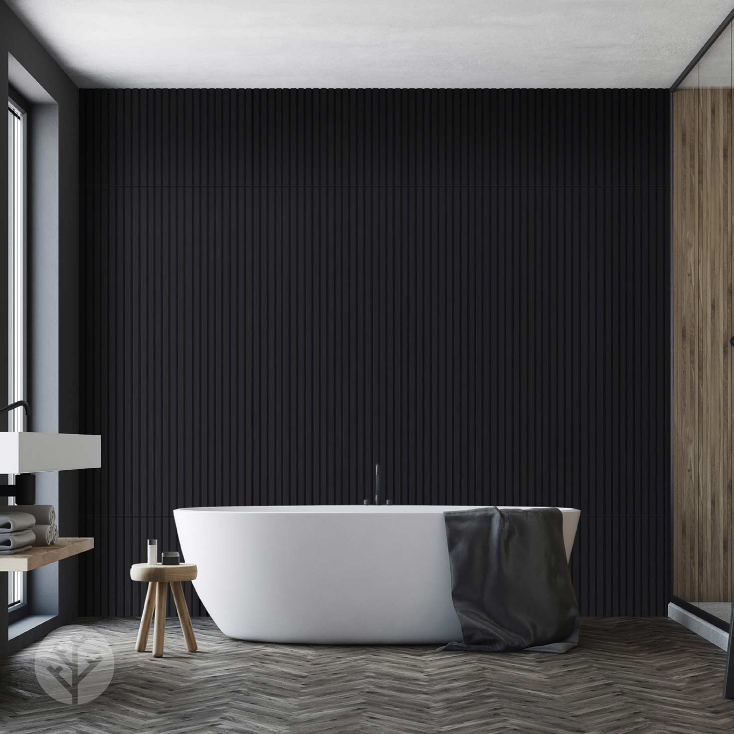 WVH® Acoustic Slat Colour Wall Panels 240cm x 64cm Black Colour Acoustic Slat Wall Panels