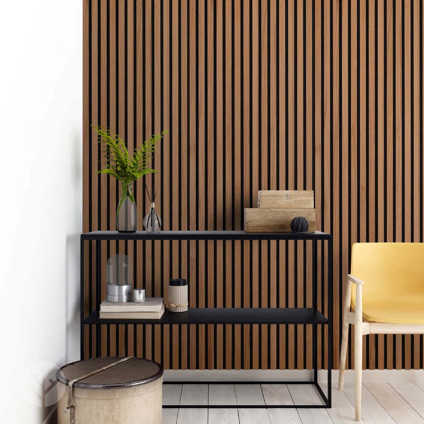 WVH® Acoustic Slat Wood Wall Panels Natural Walnut Acoustic Slat Wood Wall Panels